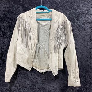 Vintage Womens Leather Fringe Jacket